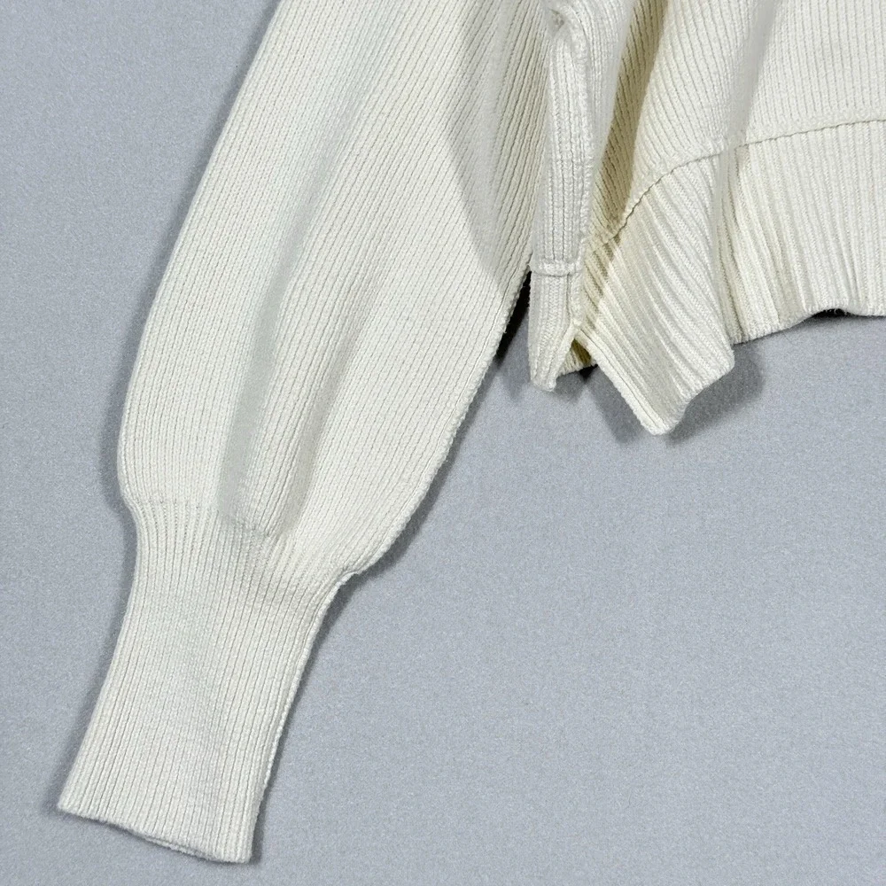 Free People Sweater Womens XS Easy Street Crop Pullover Slouchy Ribbed Cream‎